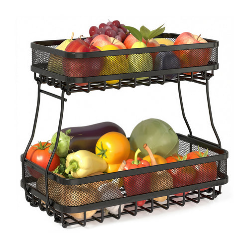 Adivo black 2-tier fruit and vegetable basket