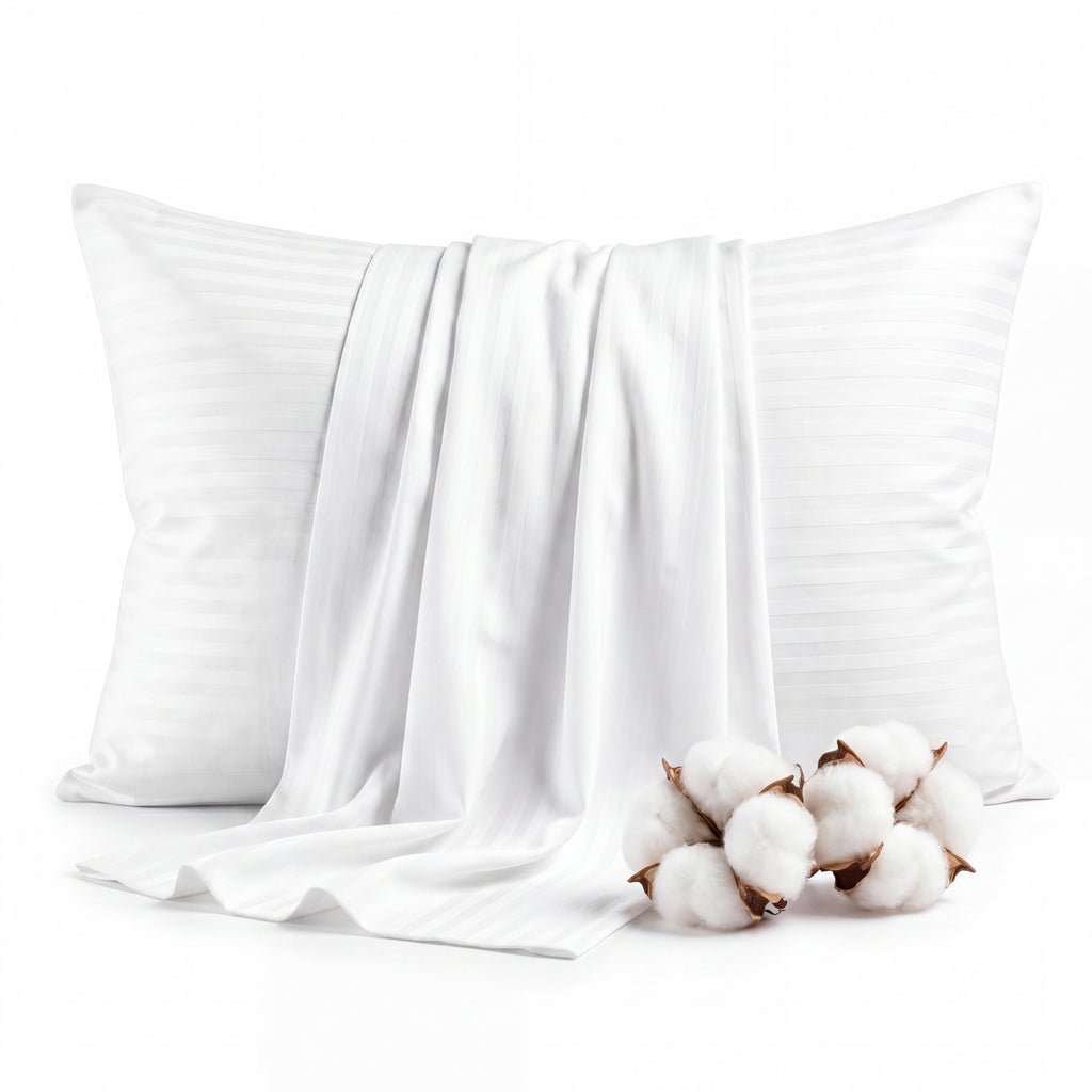 Faunna white cotton pillowcases with cotton detail
