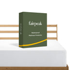 Fairpeak waterproof mattress protector on bed with package