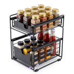 Adivo black countertop pantry organizer with sliding drawers