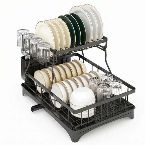 Adivo black 2-tier dish rack