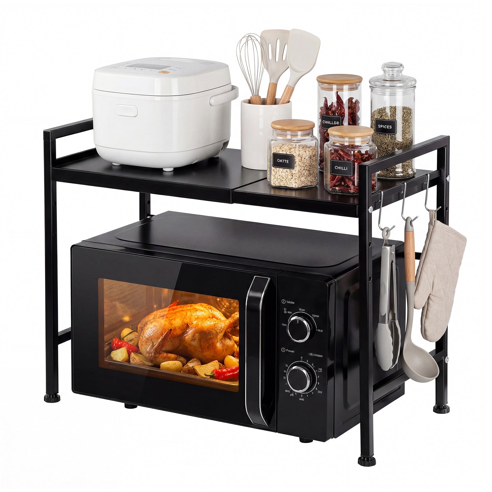 Adivo black 2-tier microwave oven rack