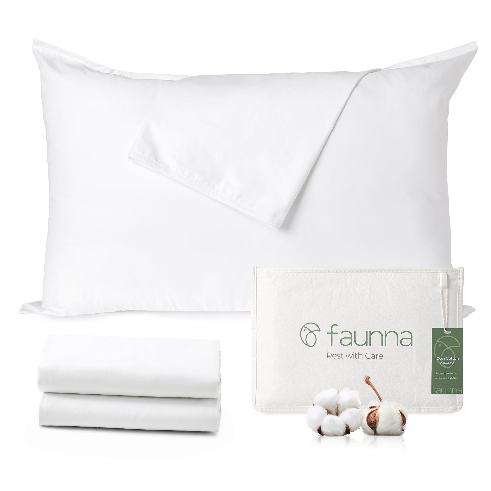 Faunna white FCCT pillowcases 2 Pack package image
