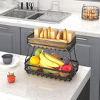 ADIVO 2 Tier Fruit Bowl Carbon Steel Kitchen Fruit and Vegetable Storage Basket