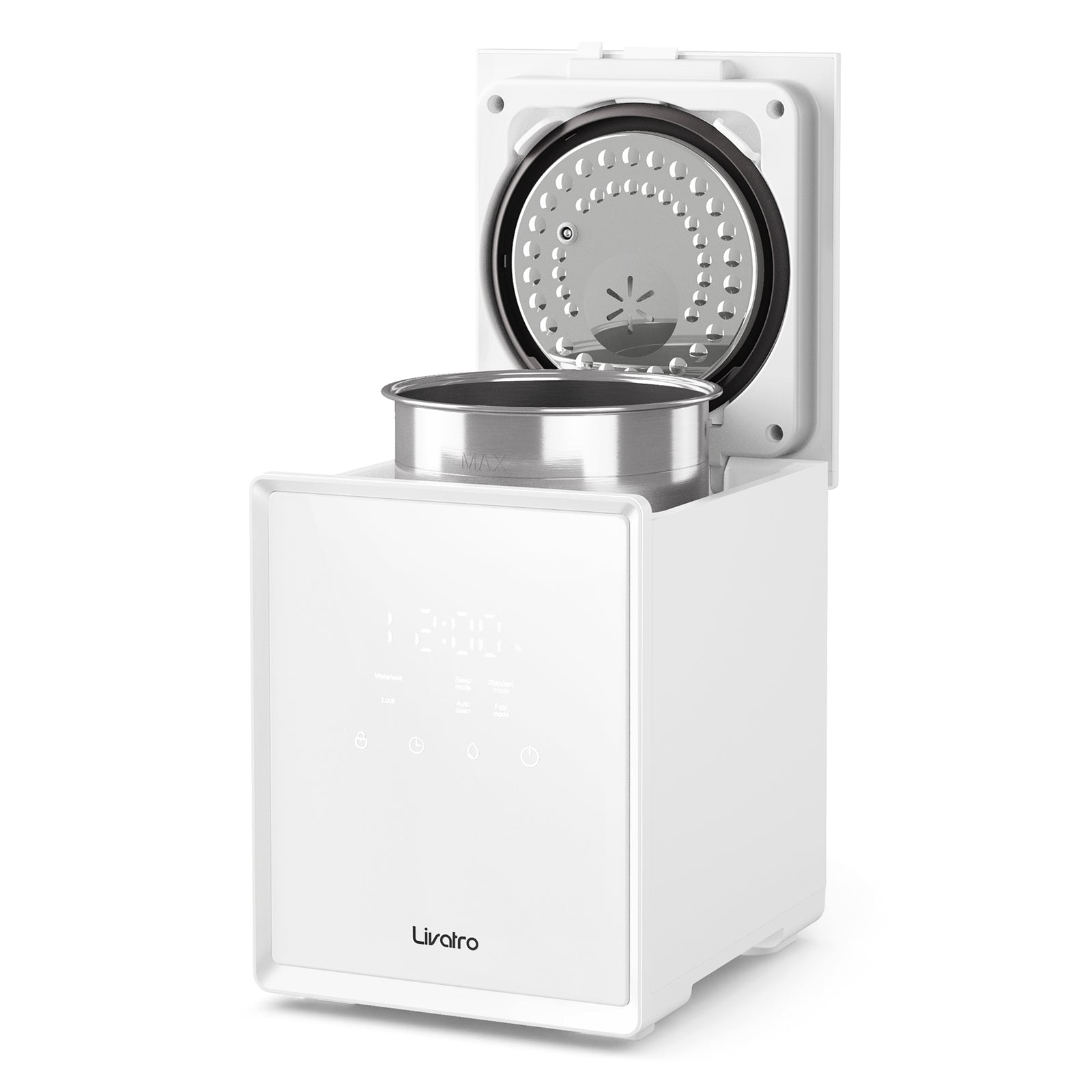 Livatro 3L Stainless Steel Warm Mist Humidifier, Easy Clean, Warm Steam, Sleep Mode & Auto-off, Healthy Air for Bedroom & Living Room