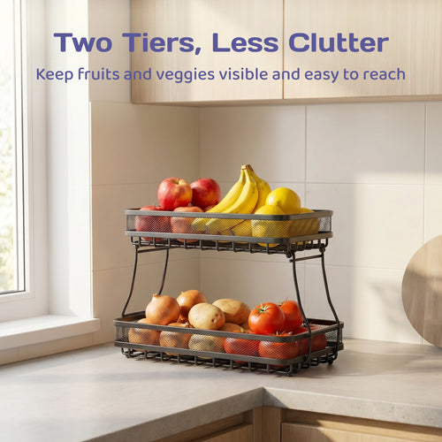 Adivo two-tier fruit basket for less counter clutter