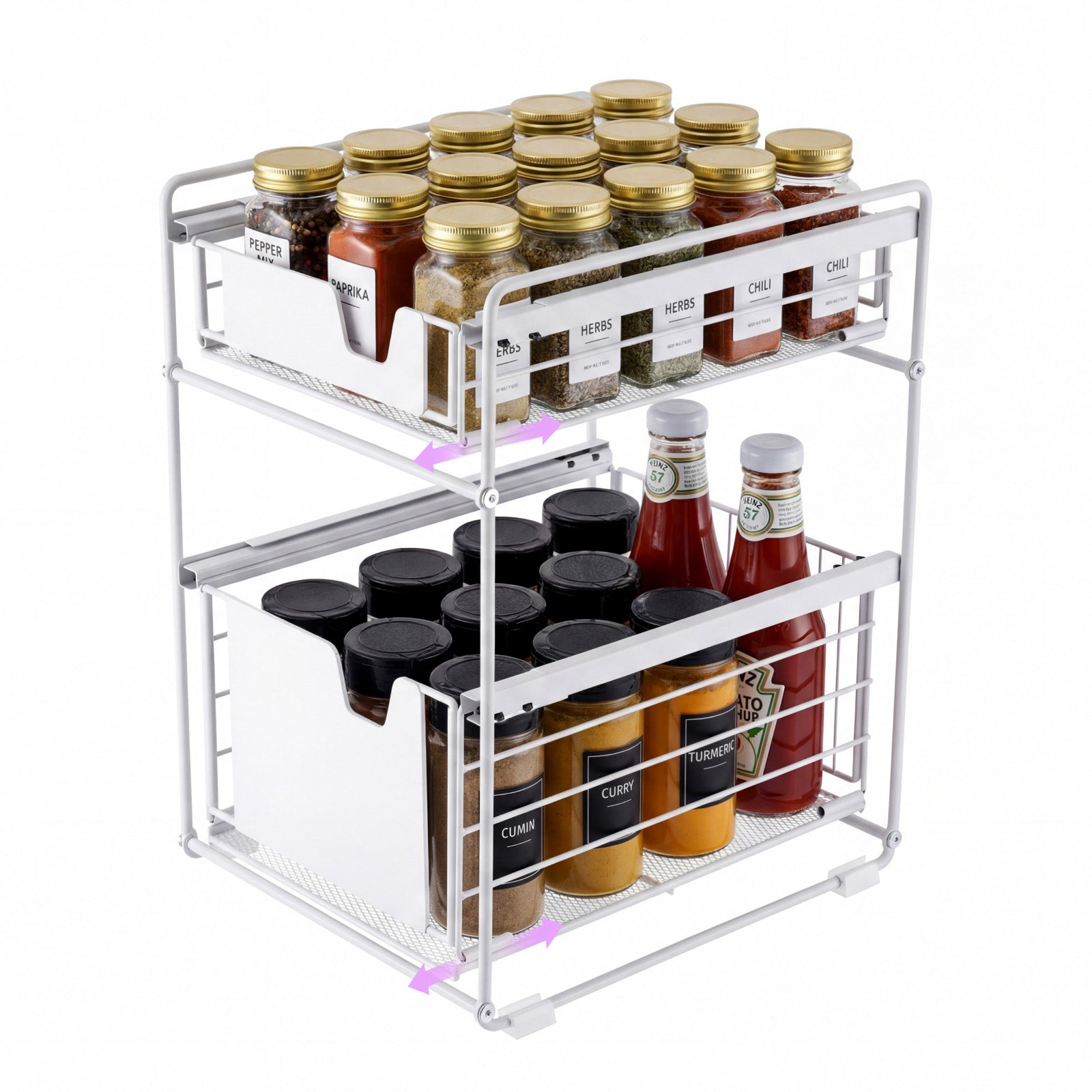 Adivo white countertop pantry organizer with sliding drawers