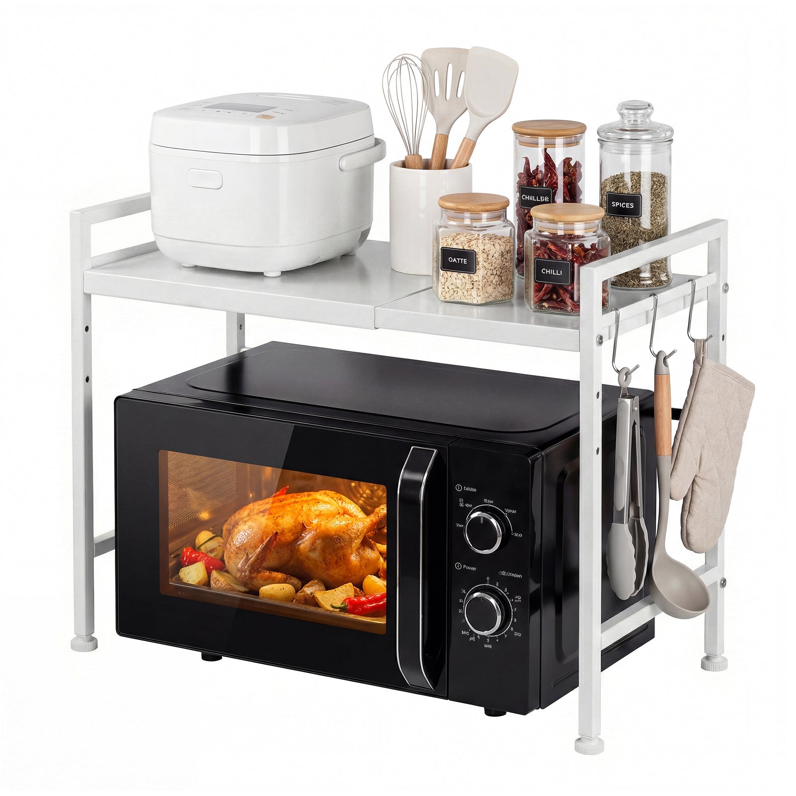 Adivo white 2-tier microwave oven rack