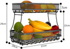ADIVO 2 Tier Fruit Bowl Carbon Steel Kitchen Fruit and Vegetable Storage Basket