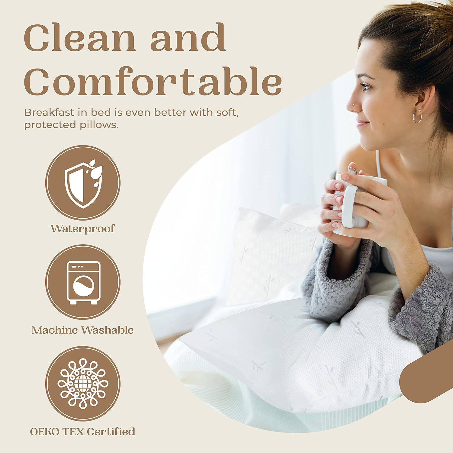 FeelAtHome Cooling Body Pillow Cover - 65% Polyester 35% Bamboo Rayon, Waterproof, Soft Zippered Pillowcase, 20x54 Inch