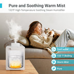 Livatro 3L Stainless Steel Warm Mist Humidifier, Easy Clean, Warm Steam, Sleep Mode & Auto-off, Healthy Air for Bedroom & Living Room