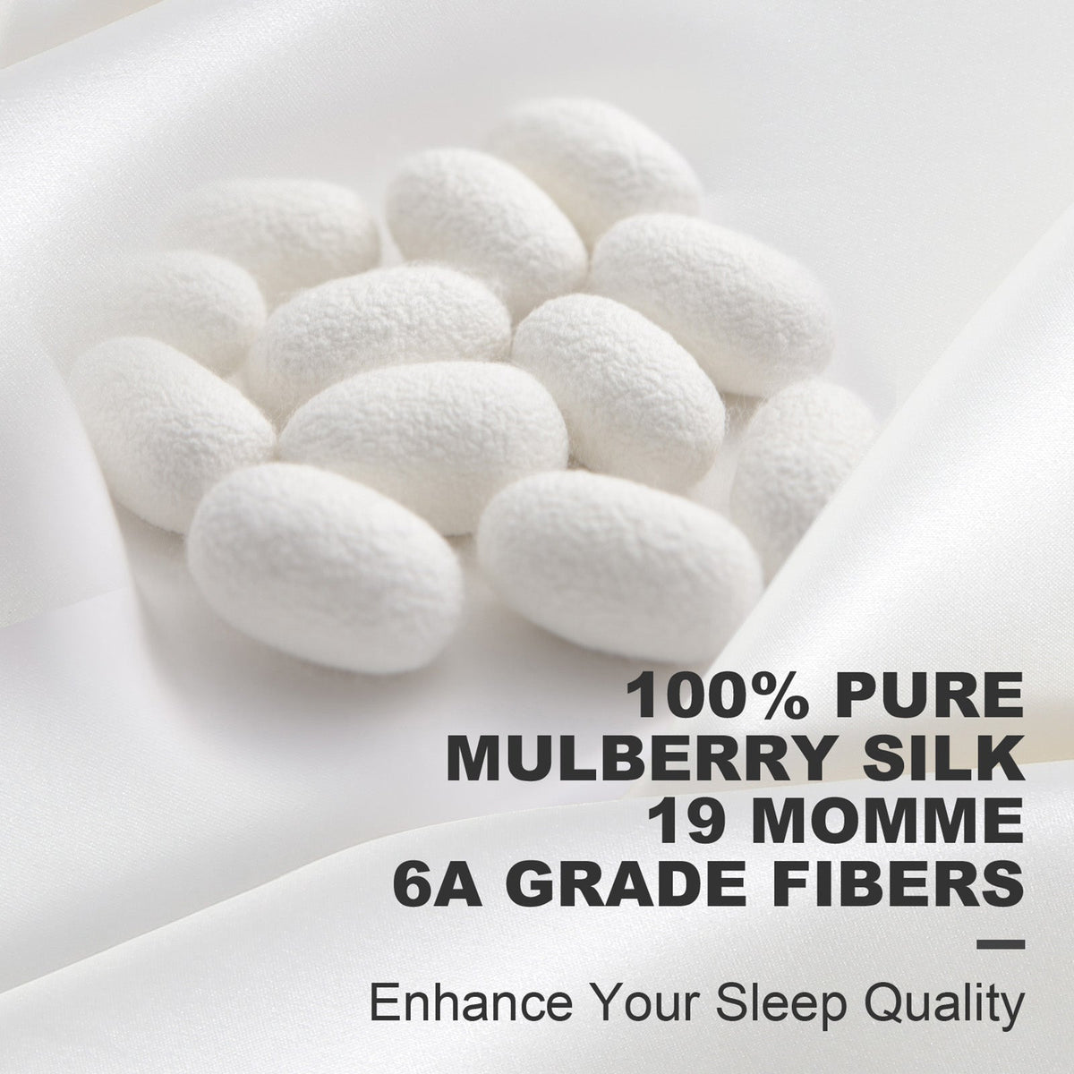 100% Mulberry Silk & Tencel Cooling Pillow Case - 19 Momme 6A Fibers, Zippered