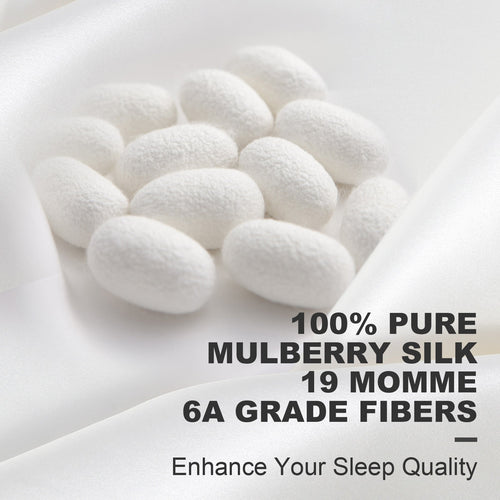 100% Mulberry Silk & Tencel Cooling Pillow Case - 19 Momme 6A Fibers, Zippered