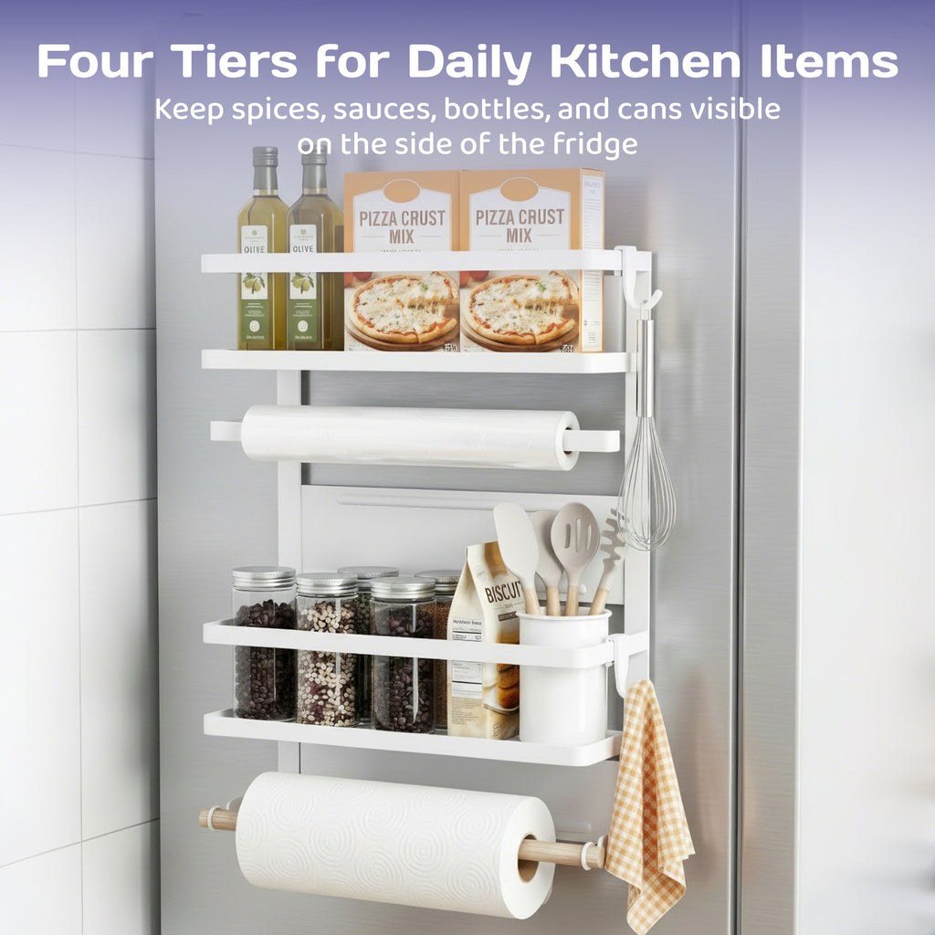 Adivo four-tier fridge rack for daily kitchen items
