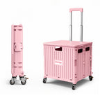 Viviendo 65L foldable shopping trolley cart Pink main image
