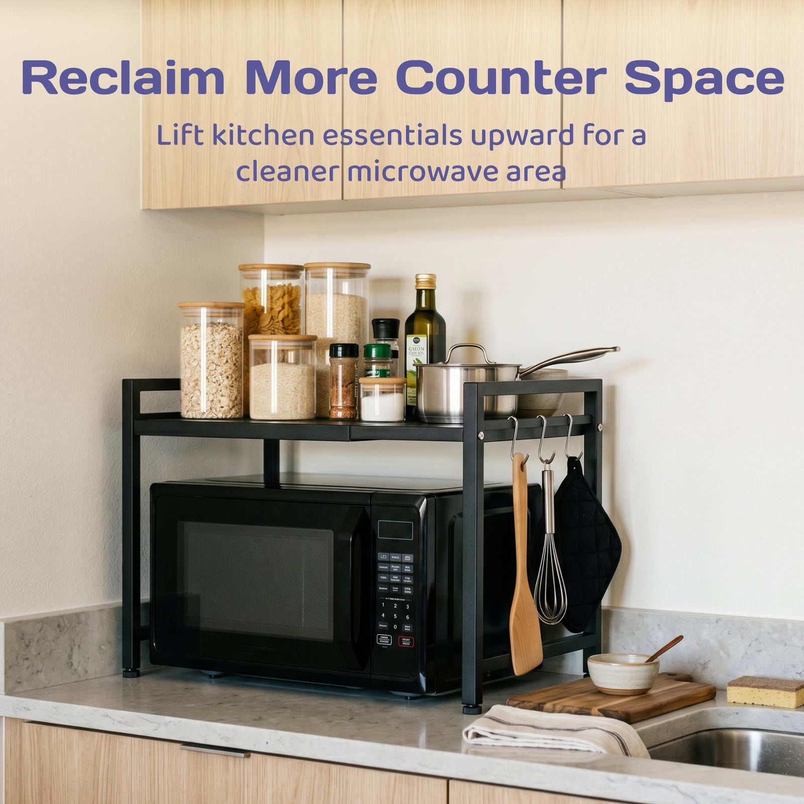 Adivo microwave rack reclaim counter space