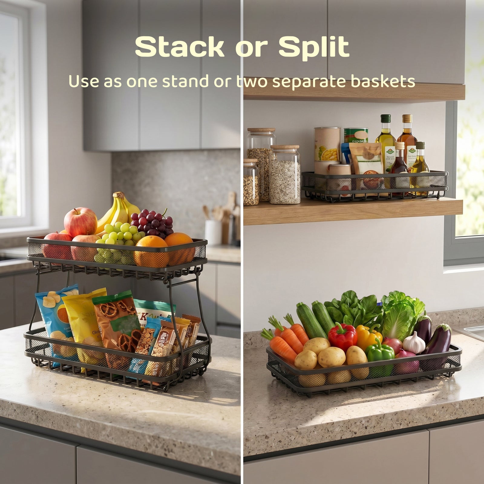 Adivo fruit basket stack or split design
