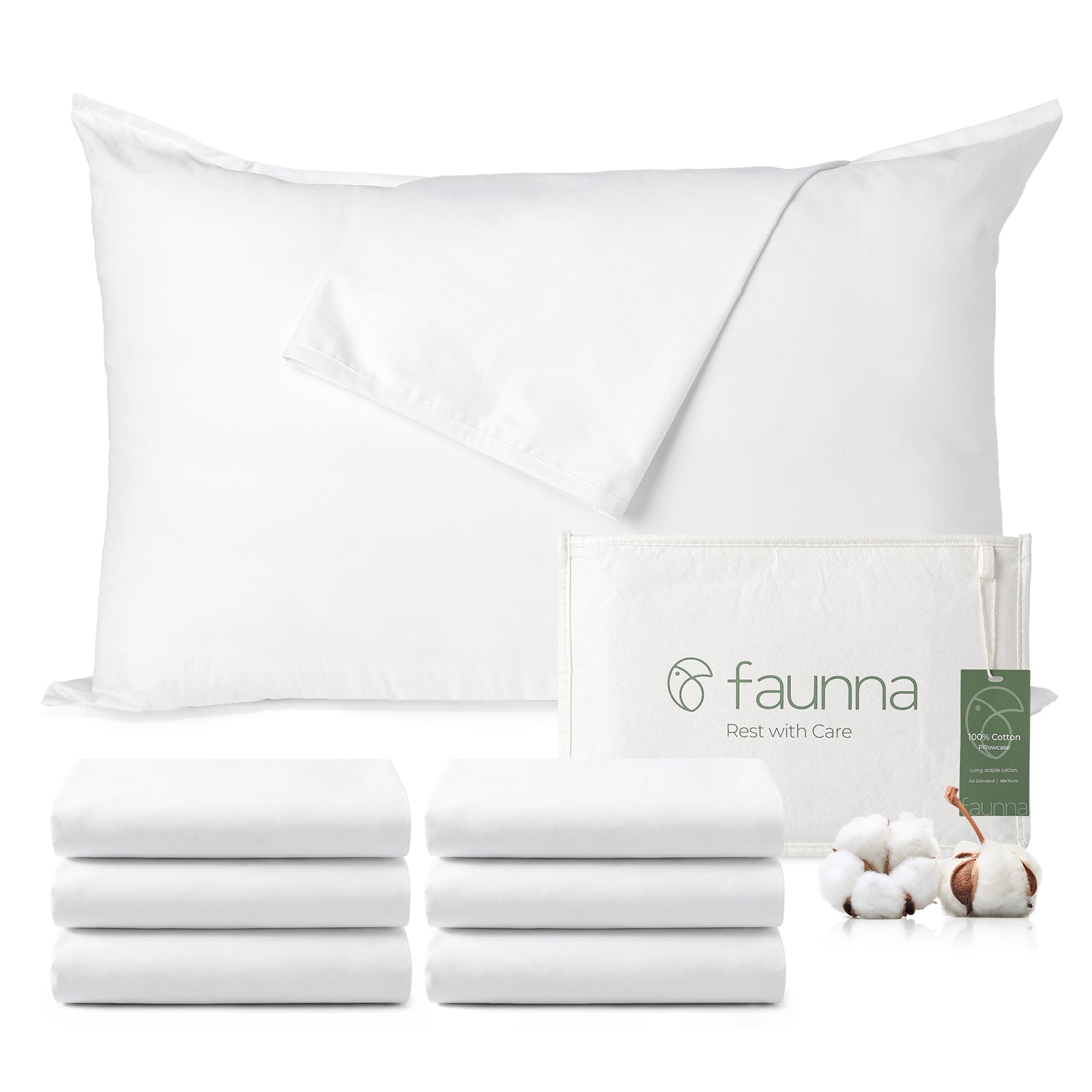 Faunna white FCCT pillowcases 6 Pack package image