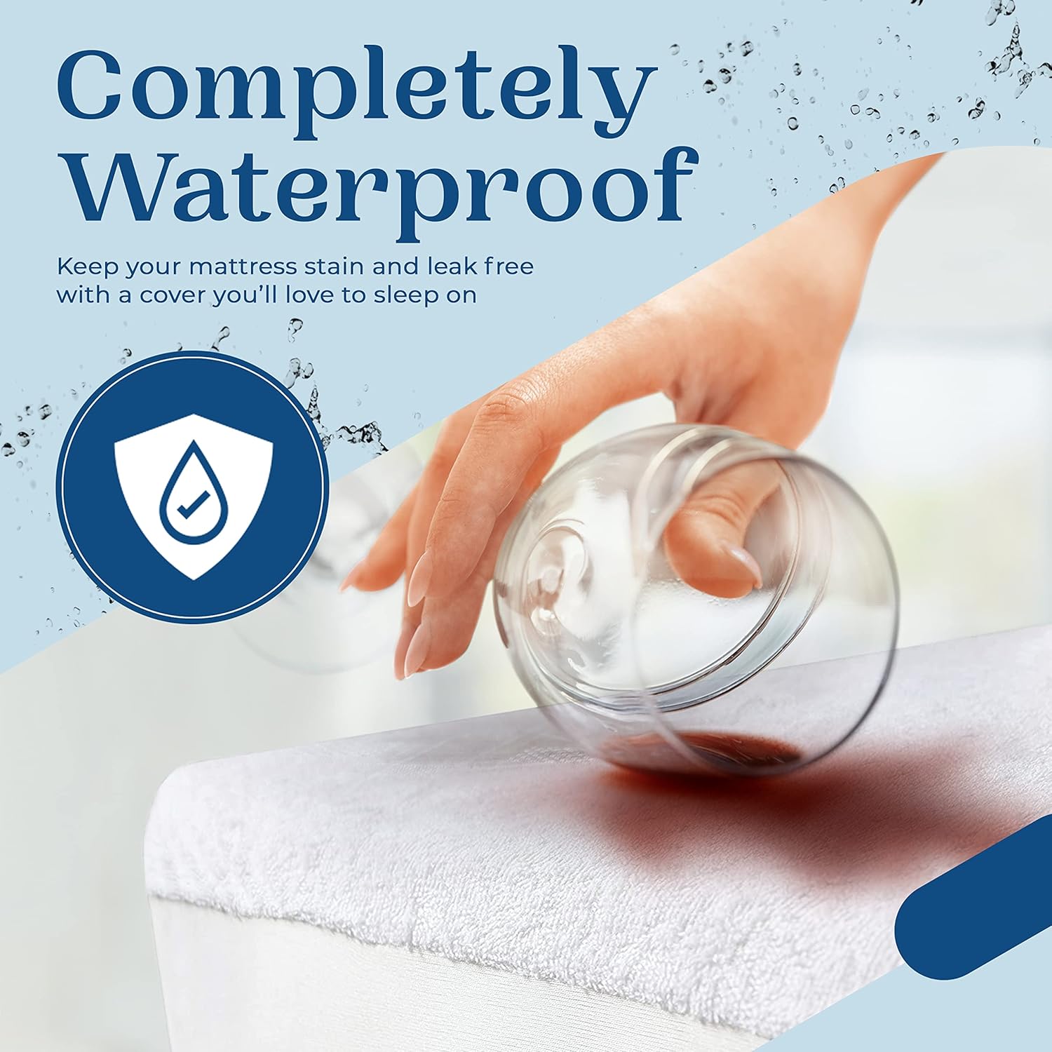 FeelAtHome Waterproof Mattress Cover Twin - 100% Cotton Terry, Soft, Breathable, Noiseless, Fitted Protector, White