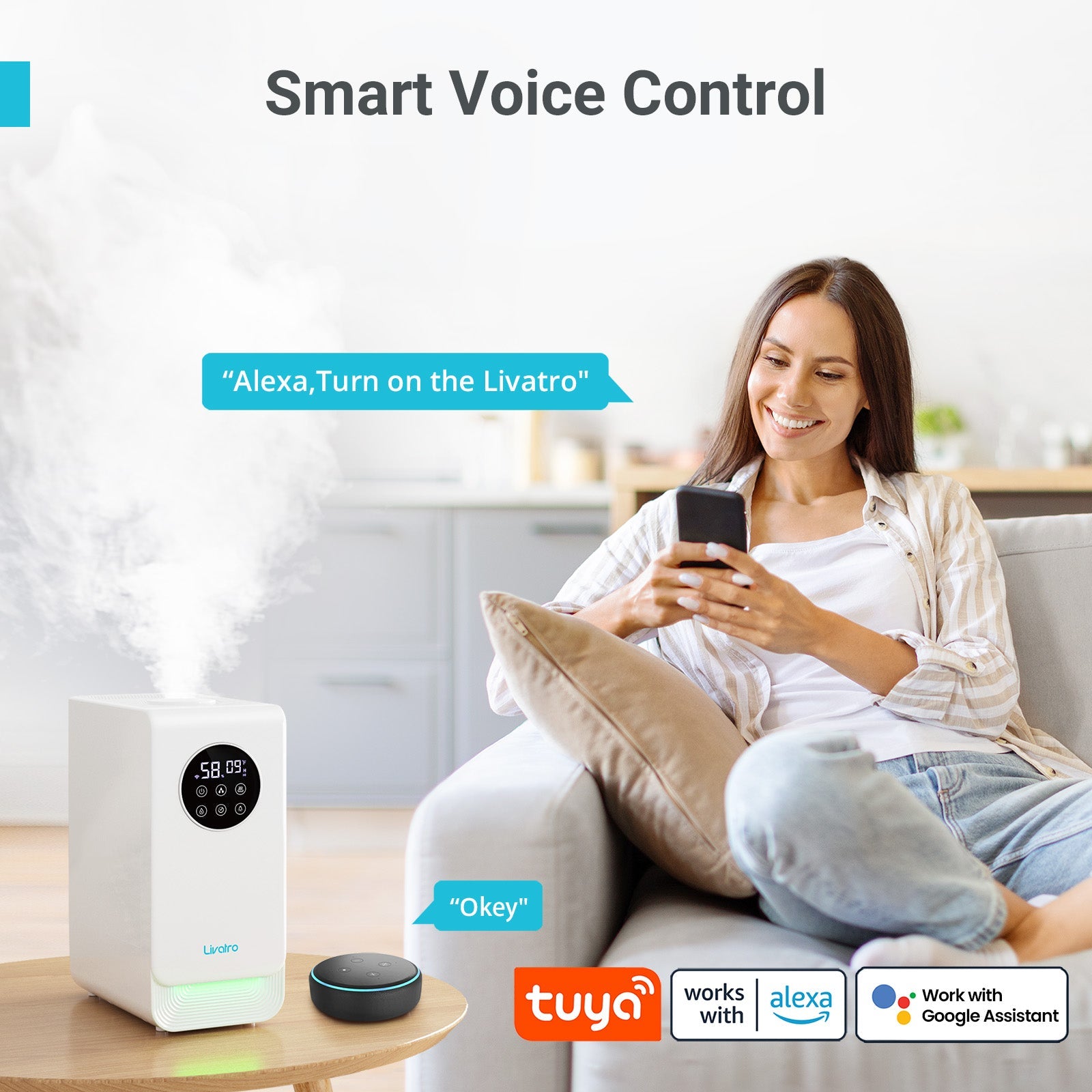 Livatro 6L Smart Warm & Cool Mist Humidifier for Bedroom