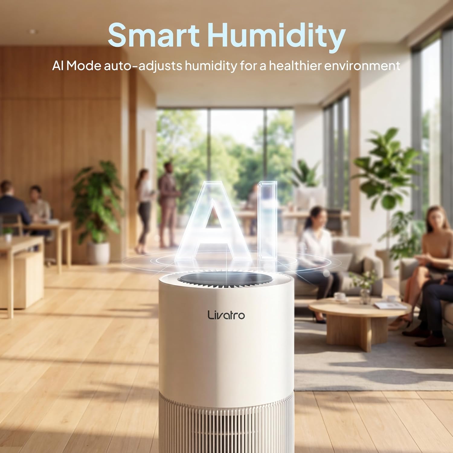 Smart Evaporative Humidifier for Whole House, 8L Top Fill Tank, Auto Drying Filter, Invisible Mist for Bedroom & Baby Sleep