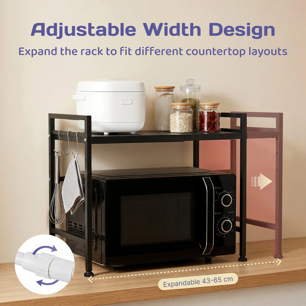 Adivo microwave rack adjustable width design