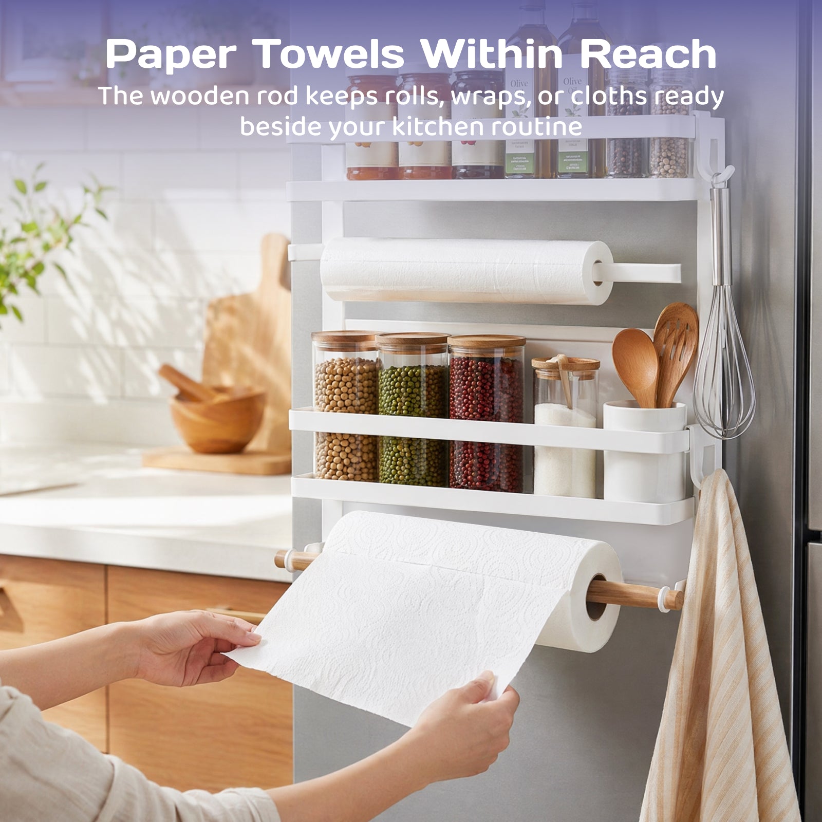 Adivo fridge rack paper towel holder detail