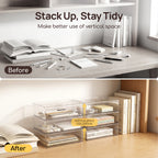 Viviendo clear storage boxes stack up and stay tidy before after