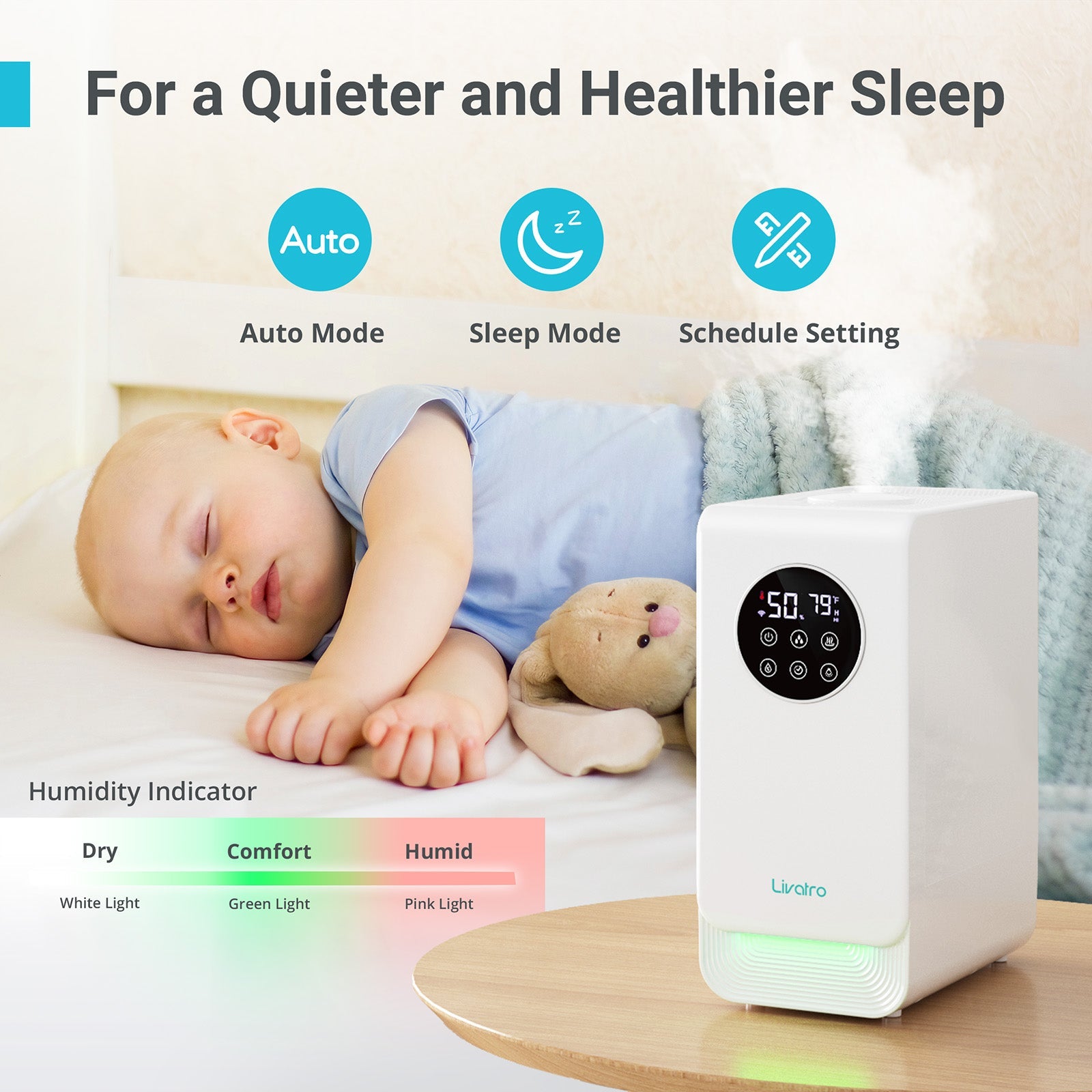 Livatro 6L Smart Warm & Cool Mist Humidifier for Bedroom