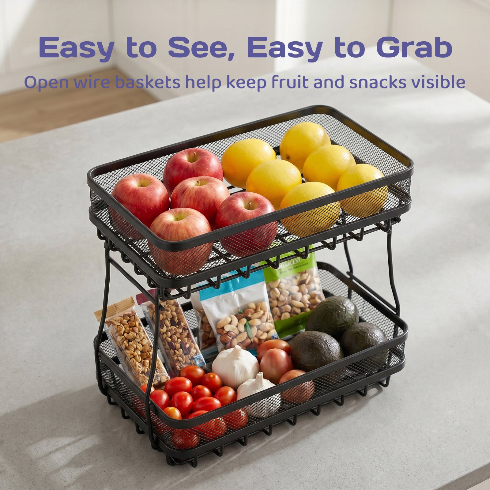 Adivo fruit basket easy to see and grab design
