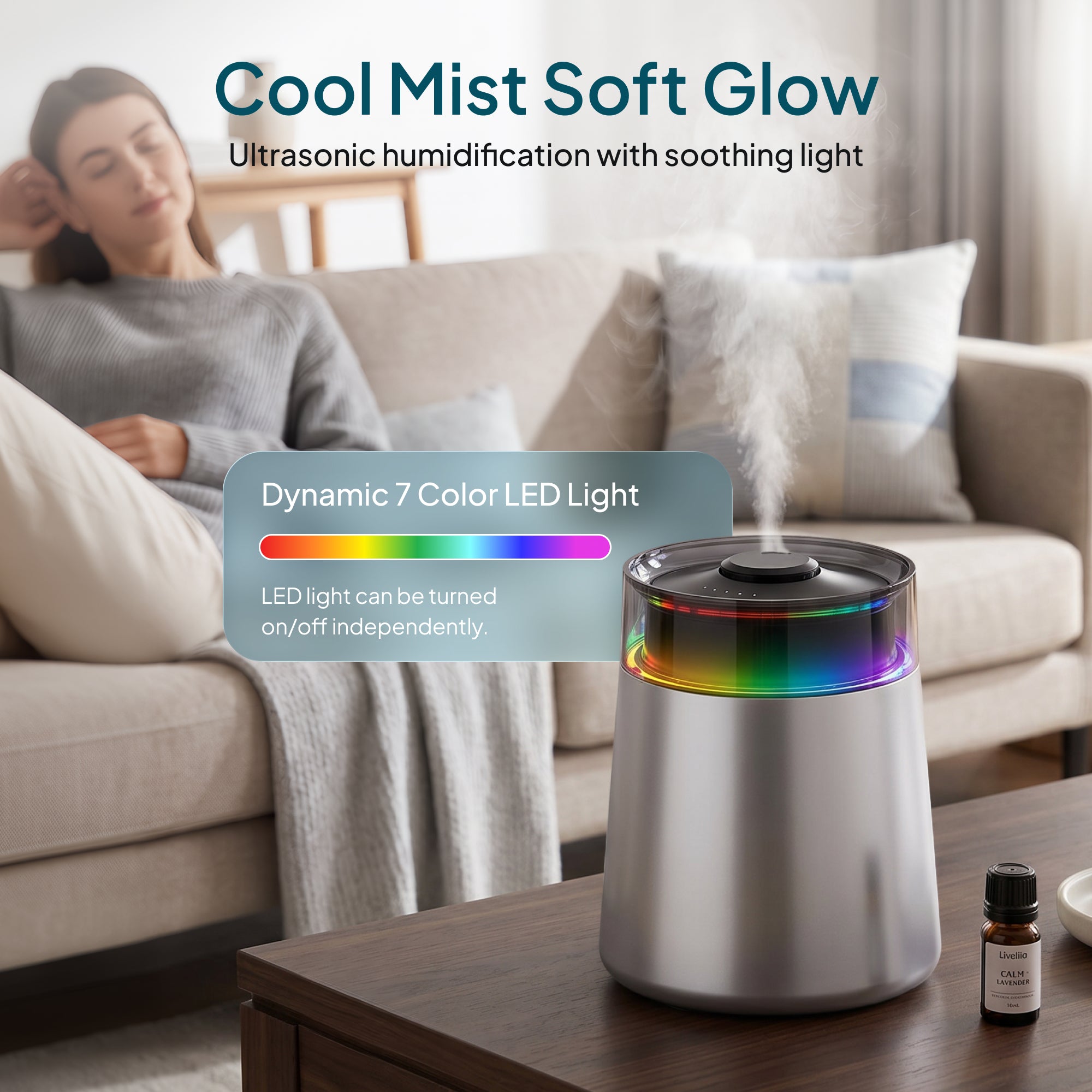 Livatro 7L humidifier soft glow LED light feature