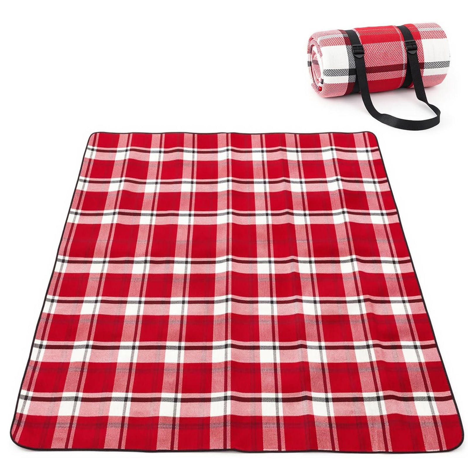 Adivo red tartan waterproof picnic blanket