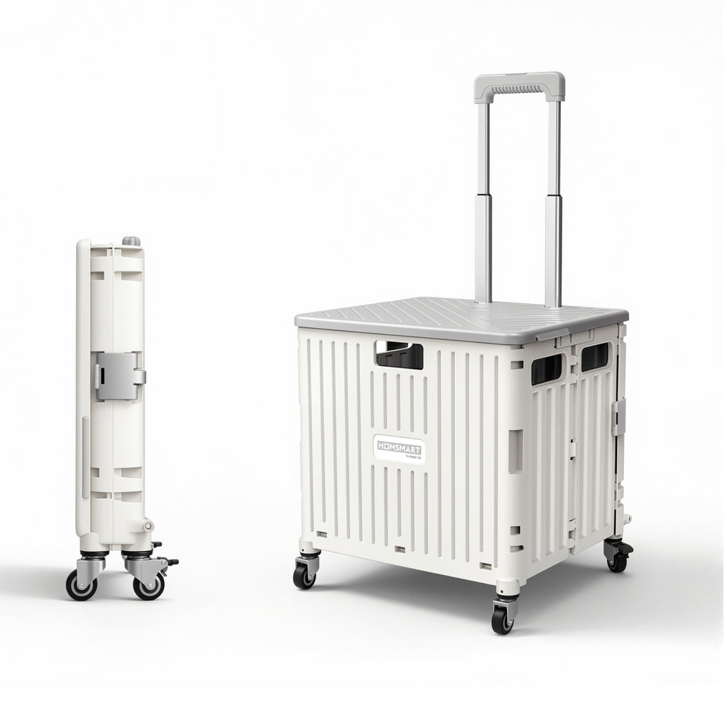 Viviendo 65L foldable shopping trolley cart White main image
