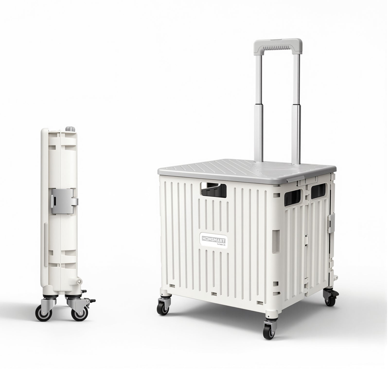 Viviendo 65L foldable shopping trolley cart White main image
