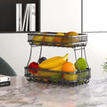 ADIVO 2 Tier Fruit Bowl Carbon Steel Kitchen Fruit and Vegetable Storage Basket