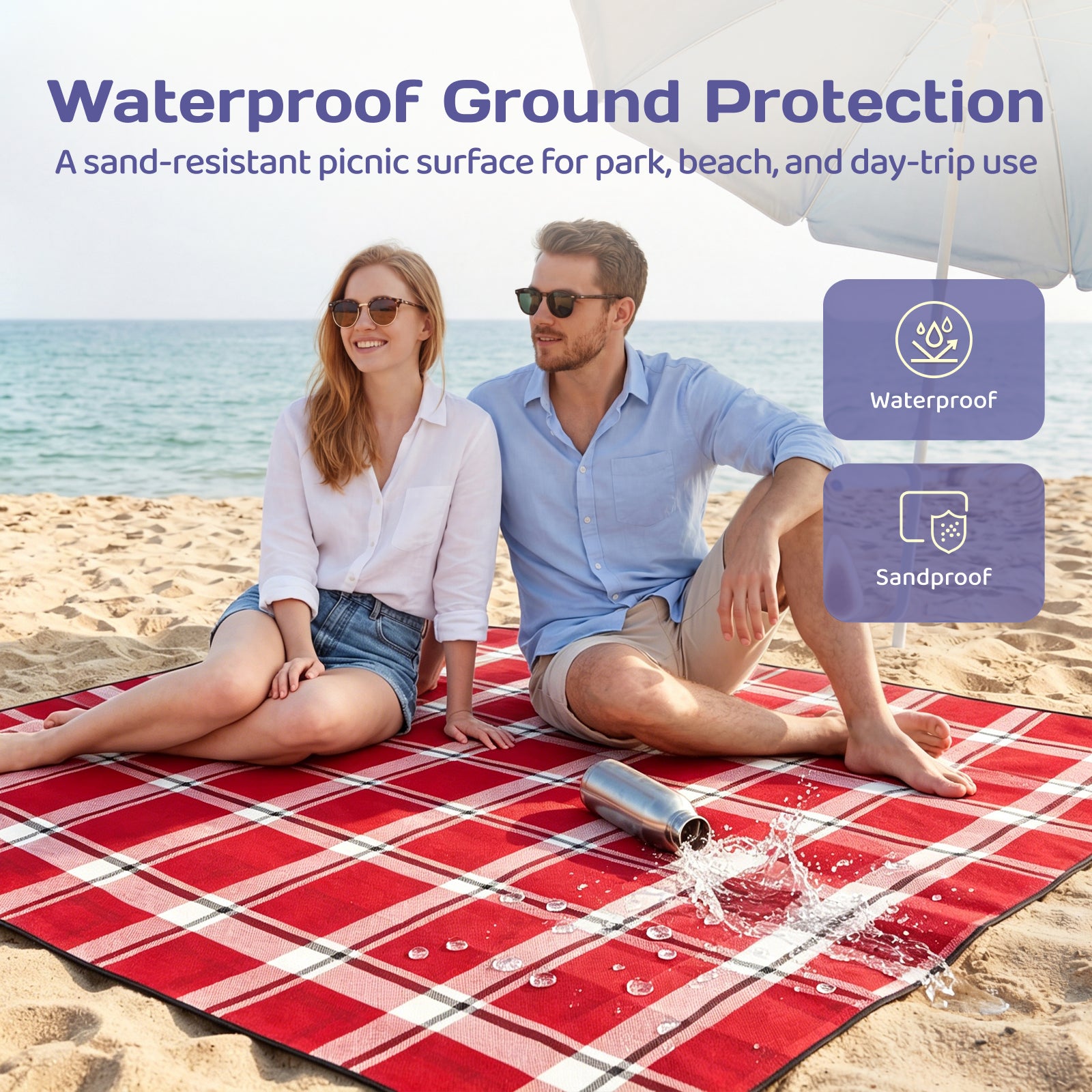 Adivo waterproof picnic blanket ground protection image