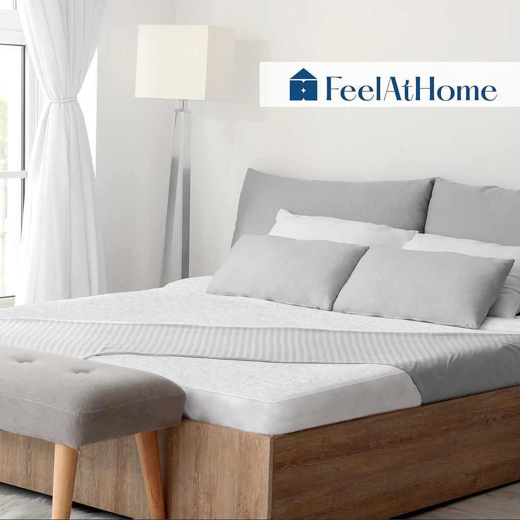 FeelAtHome Waterproof Mattress Cover Twin - 100% Cotton Terry, Soft, Breathable, Noiseless, Fitted Protector, White