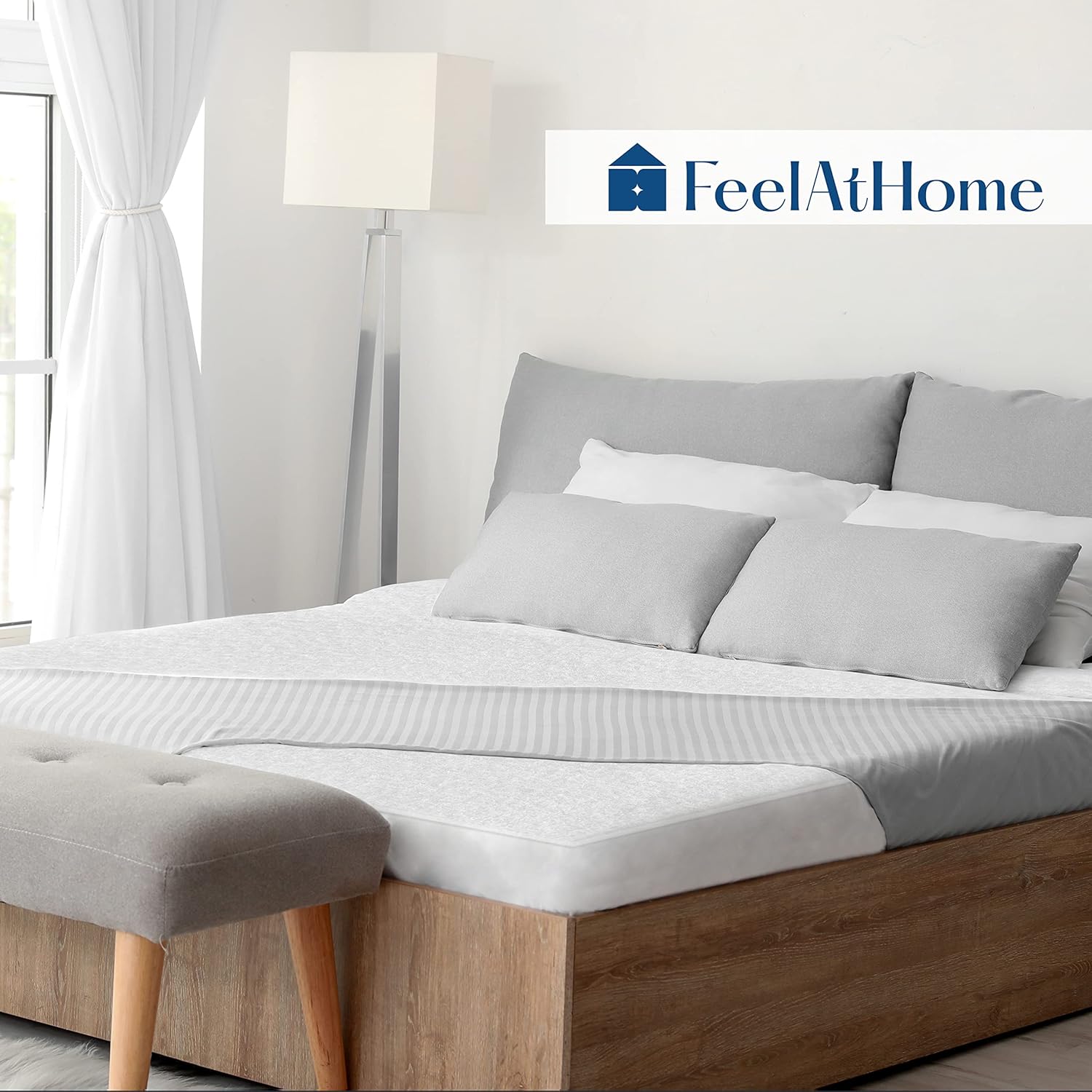 FeelAtHome Waterproof Mattress Cover Twin - 100% Cotton Terry, Soft, Breathable, Noiseless, Fitted Protector, White