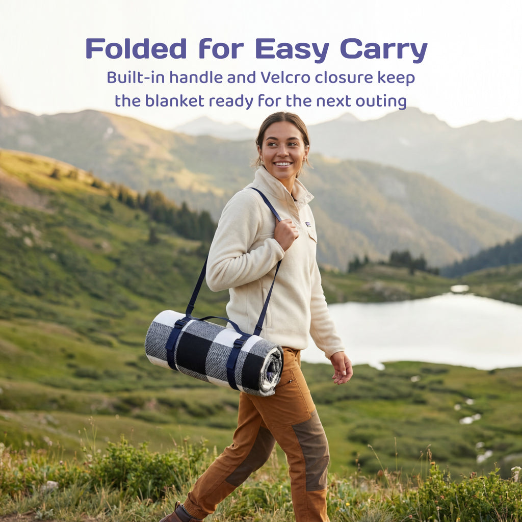 Adivo picnic blanket folded for easy carry image