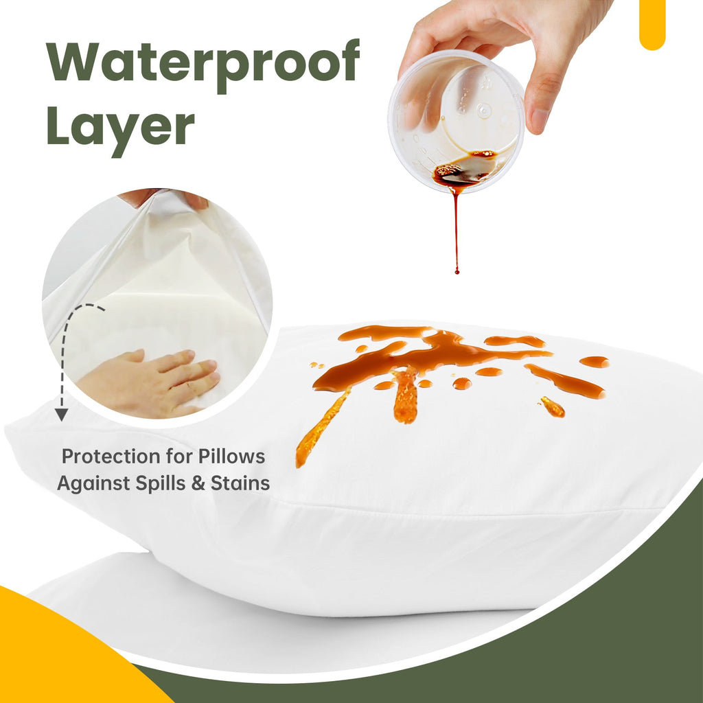 Fairpeak Waterproof Pillow Protector, King, Hidden Zipper, TPU Coating, Oeko-TEX Polyester, Machine Washable