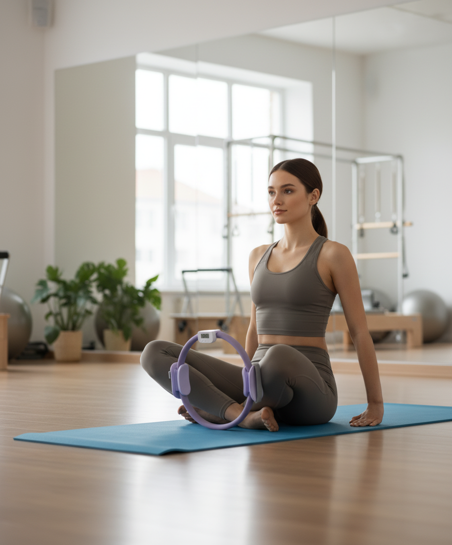 T3 Counting Pilates Ring Set with Adjustable Straps | Smart Fitness & Yoga Kit for Home Workout, Body Shaping & Core Training -  Purple