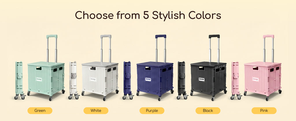 Viviendo 65L foldable shopping trolley cart five color options