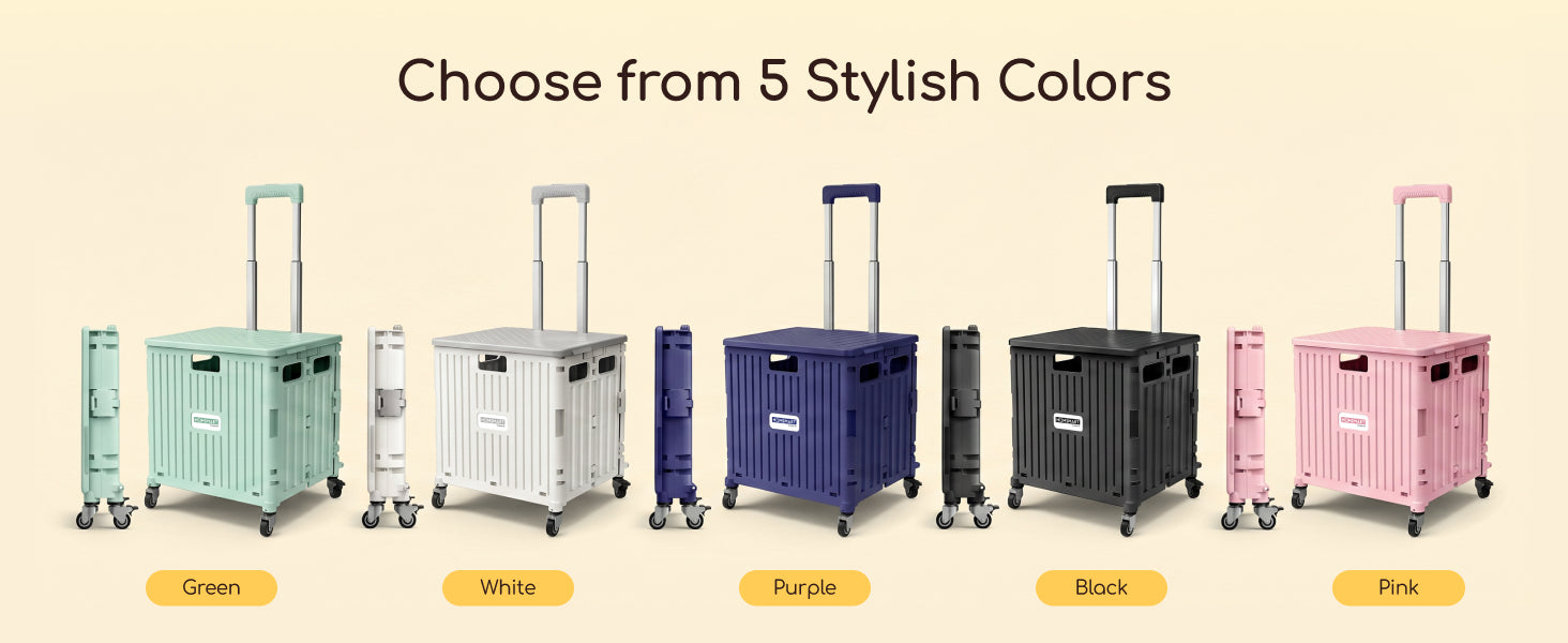 Viviendo 65L foldable shopping trolley cart five color options