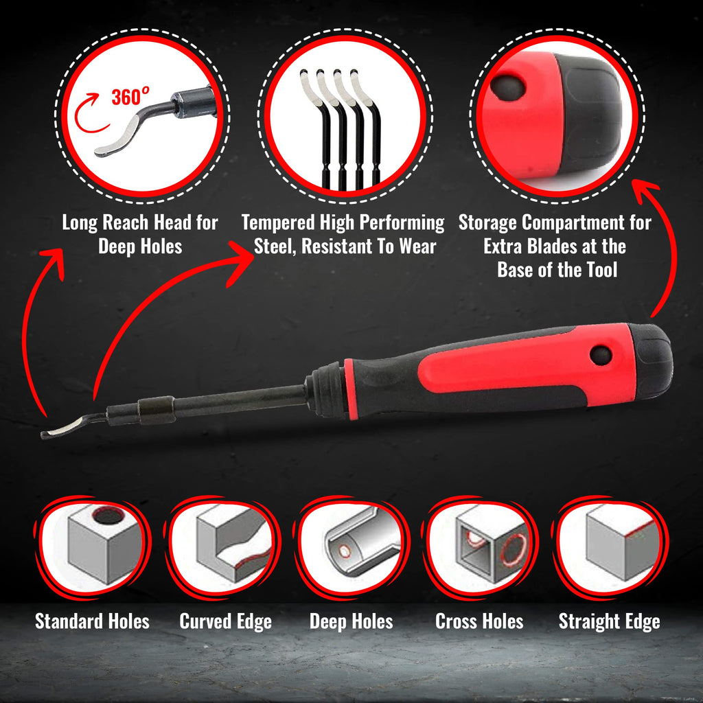 AFAT Deburring Tool - Extendable Neck Hand Reamer with 15 Blades, Works on PVC, Copper, Plastic, Resin, 3D Prints