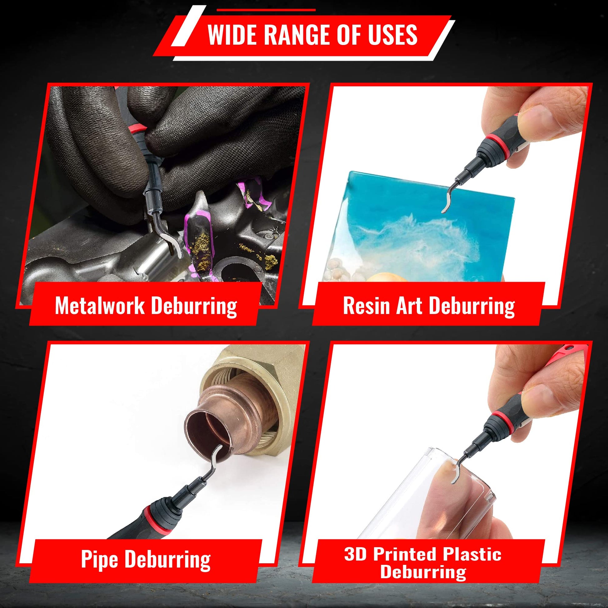 AFAT Deburring Tool - Extendable Neck Hand Reamer with 15 Blades, Works on PVC, Copper, Plastic, Resin, 3D Prints