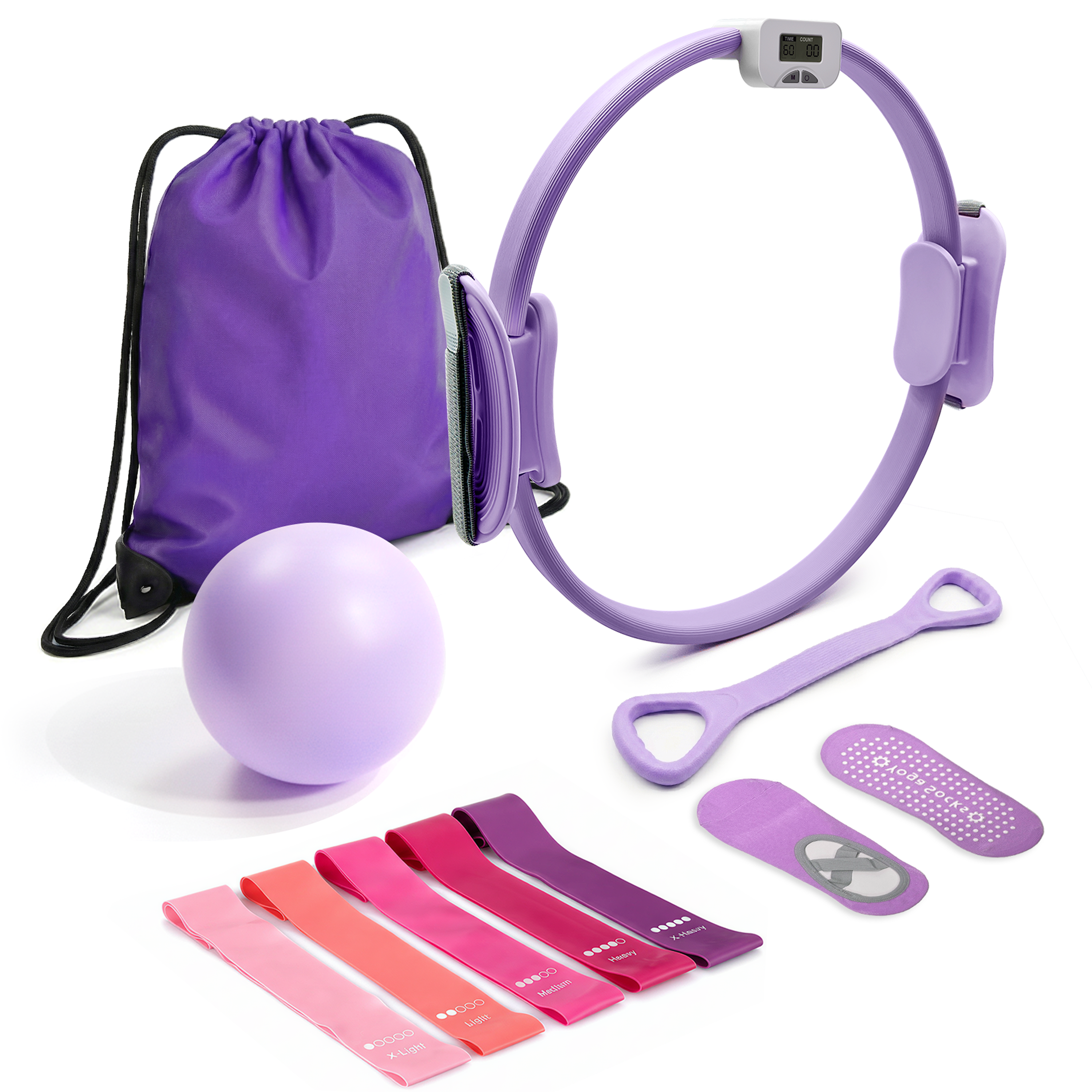 T3 Counting Pilates Ring Set with Adjustable Straps | Smart Fitness & Yoga Kit for Home Workout, Body Shaping & Core Training