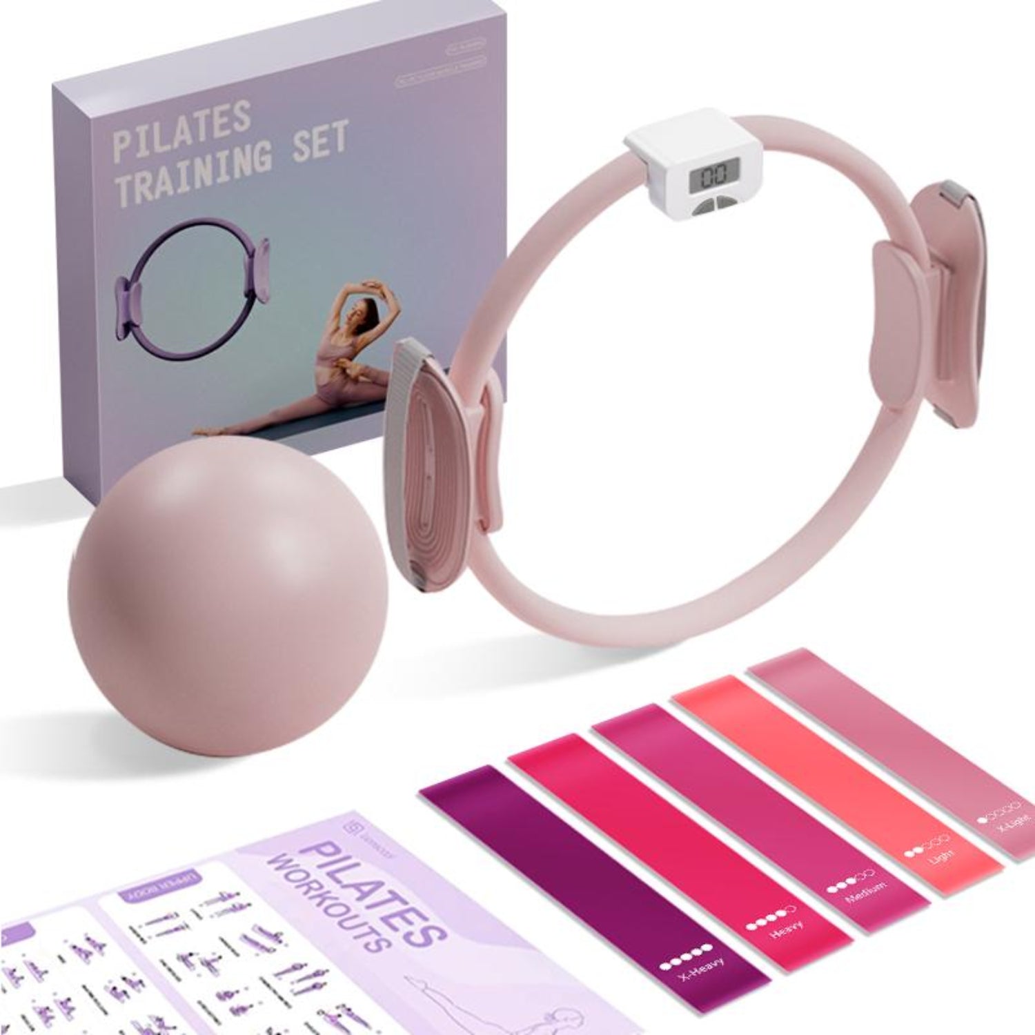 T3 Counting Pilates Ring Set with Adjustable Straps | Smart Fitness & Yoga Kit for Home Workout, Body Shaping & Core Training -  Purple