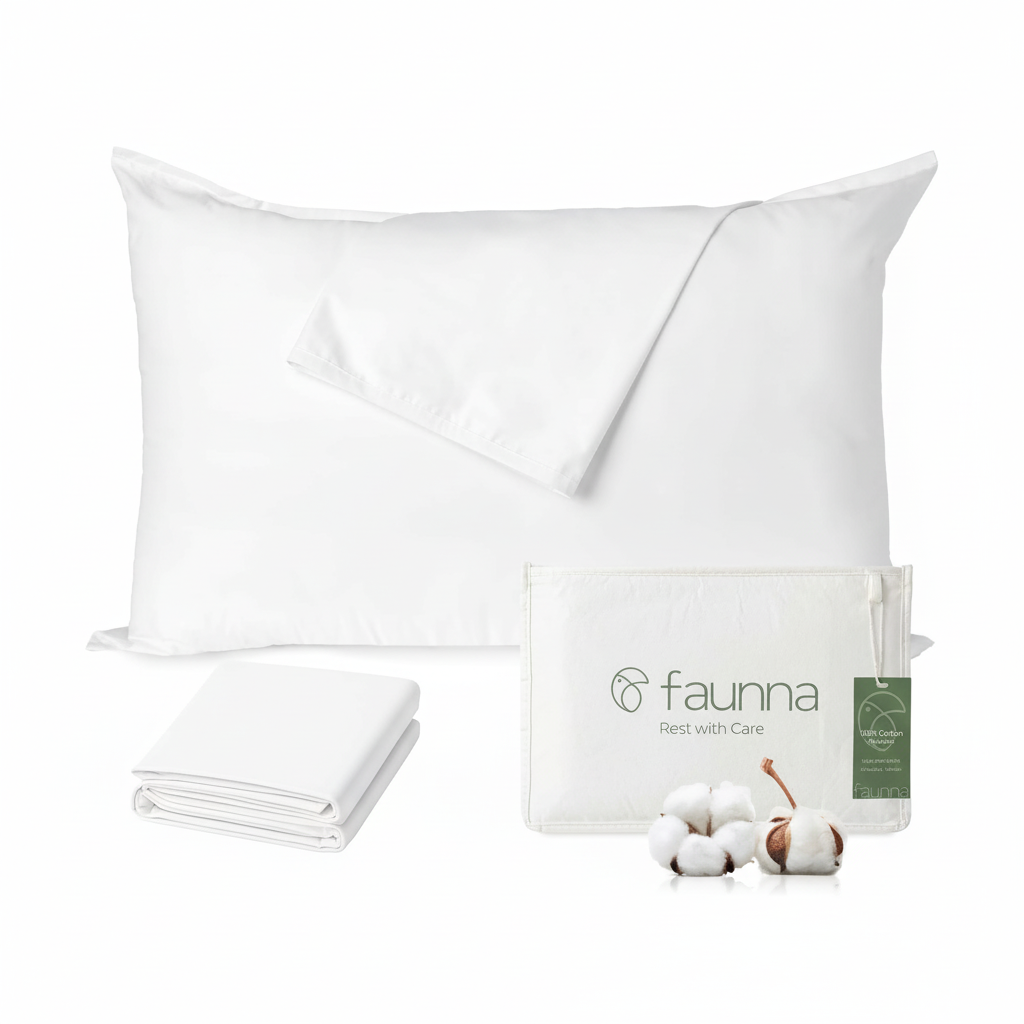 FAUNNA 100% Cotton Pillow Protectors, Bed Bug Proof, Hypoallergenic, Antimicrobial for Freshness, Premium Breathable Zippered Protectors