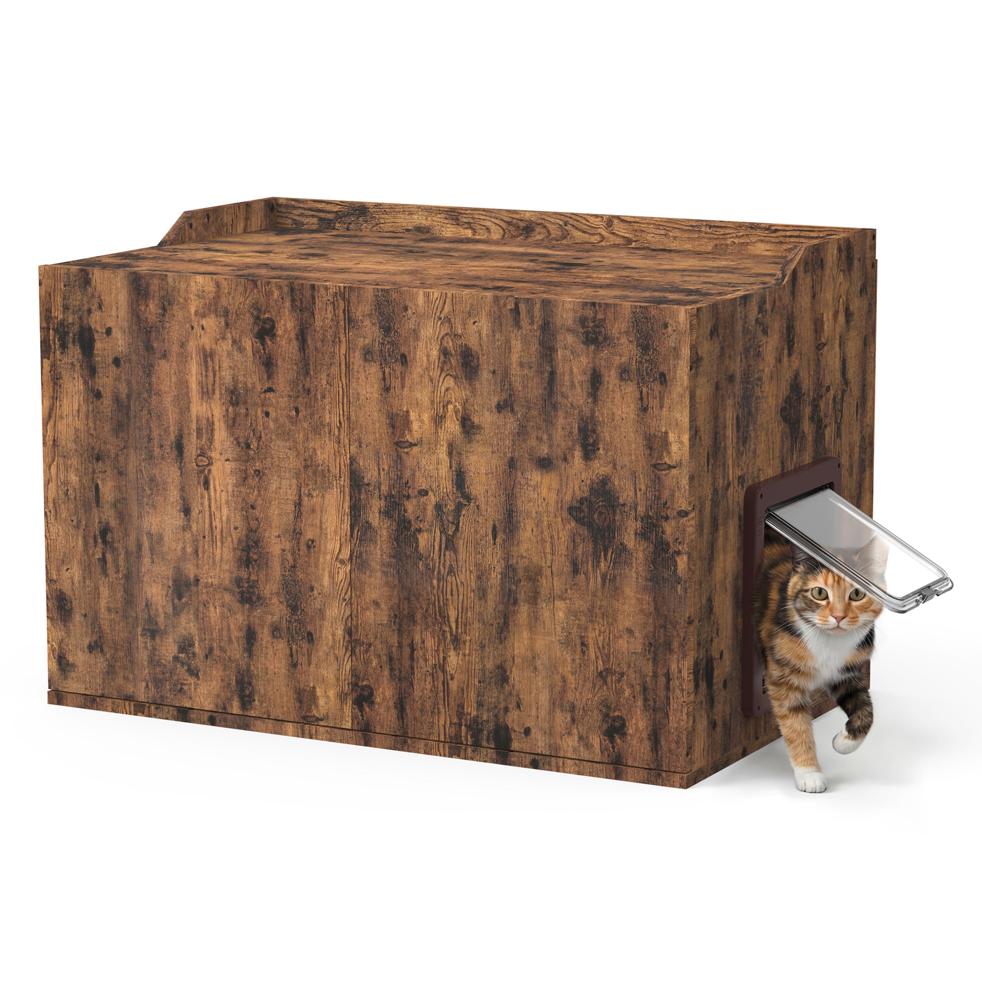 Hidden Cat Litter Box Enclosure Side Table, Waterproof Indoor Outdoor Cat Litter Box Furniture with Front Door