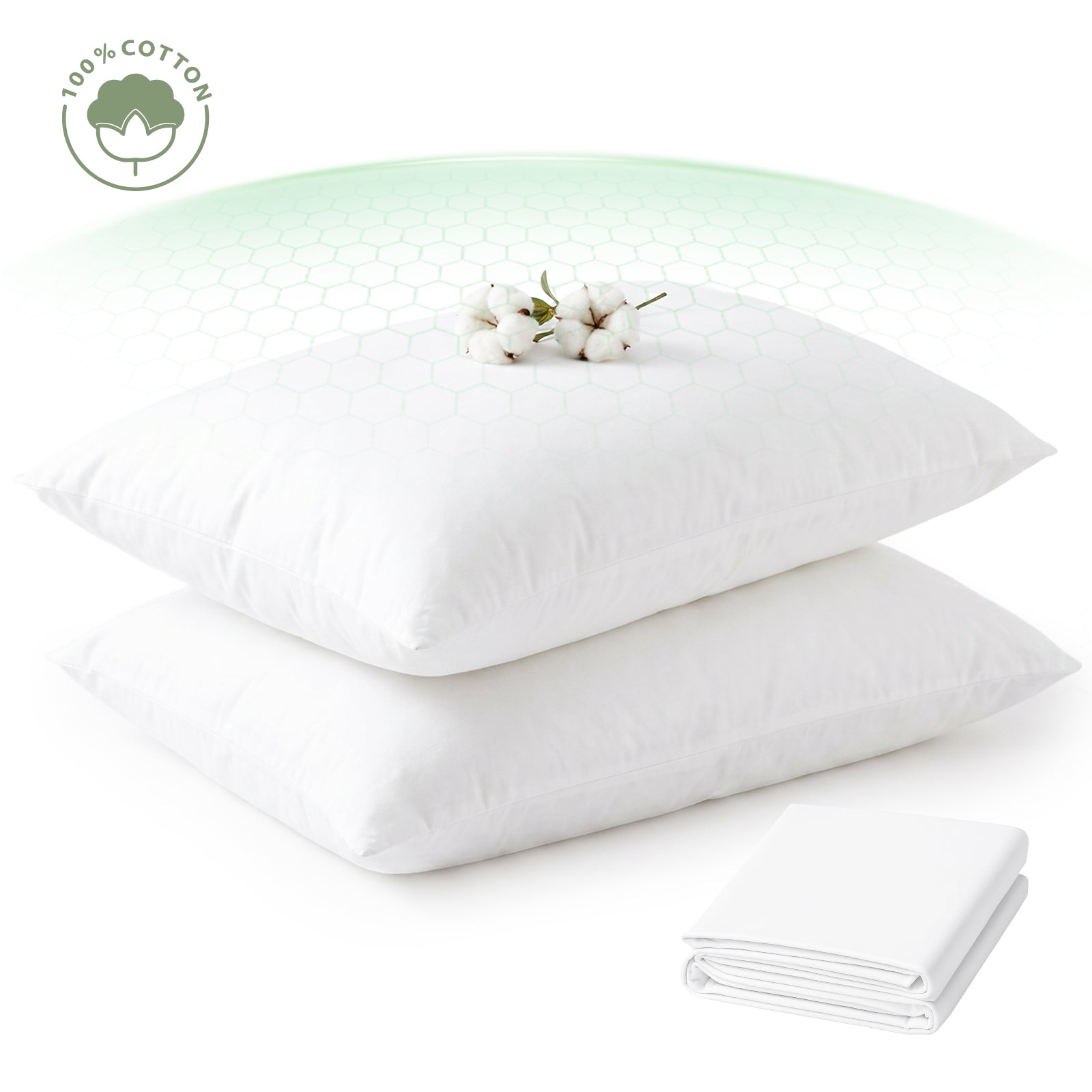 FAUNNA Dust Mite Proof Pillow Protector – 600TC 100% Cotton, Microban Antimicrobial, Zippered Enclosure, OEKO-TEX